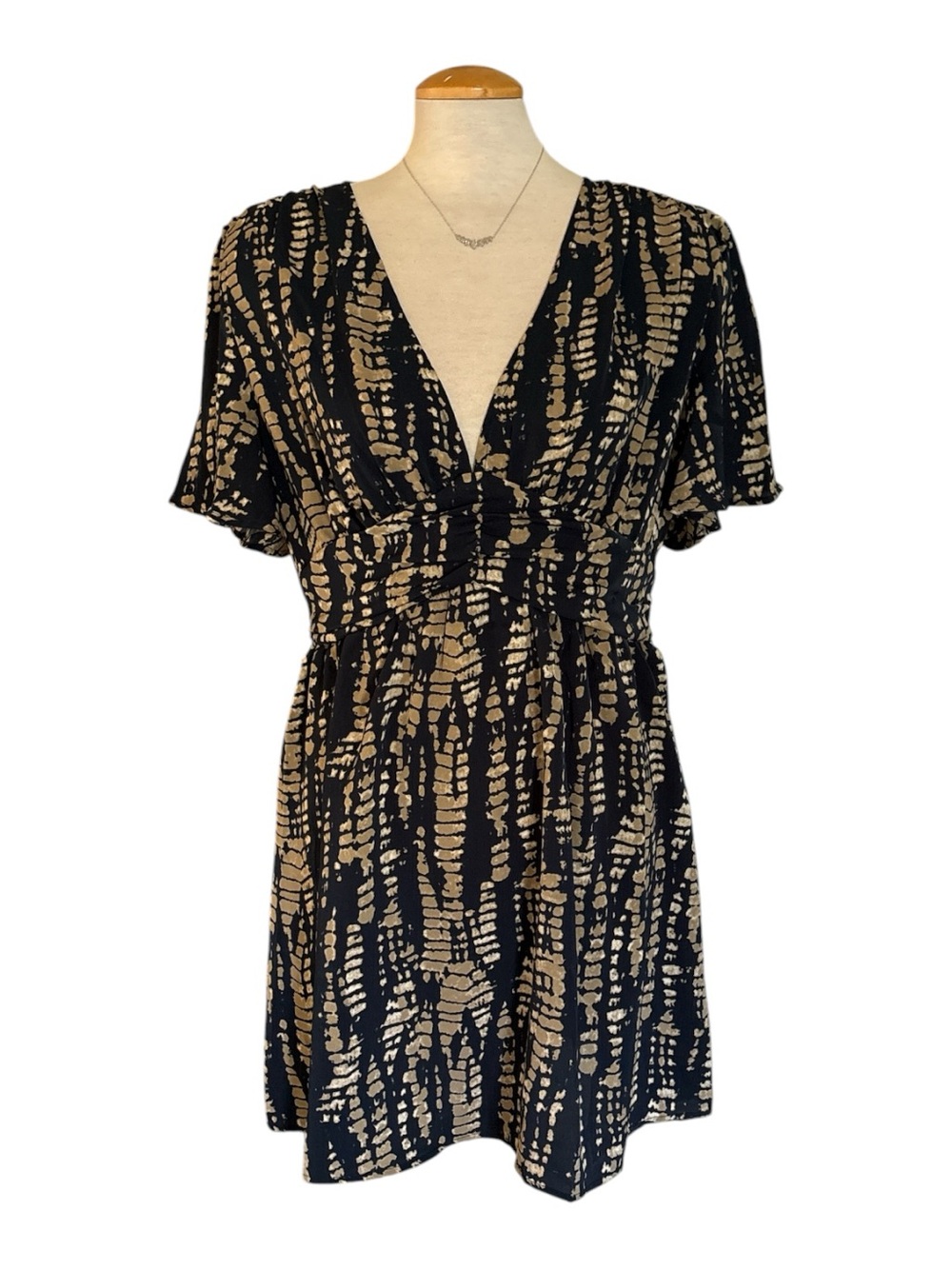 Cupshe Teal Blue and Tan Printed Mini Beach Cruise Dress